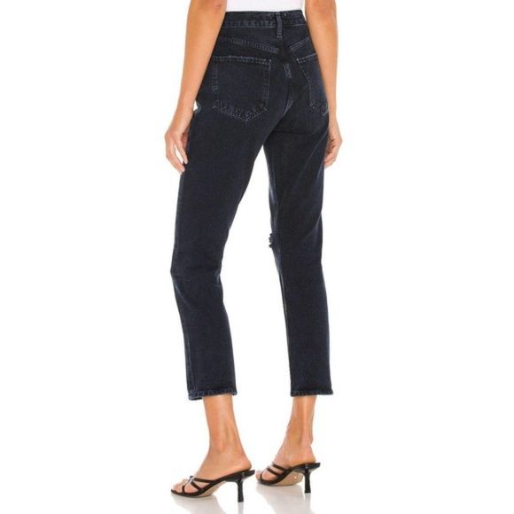Agolde Riley Distressed High Rise Straight Crop - Picture 4 of 10